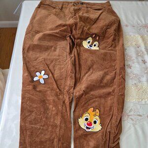 Hot Topic Disney Chip and Dale Embroidered Corduroy Mom Jeans